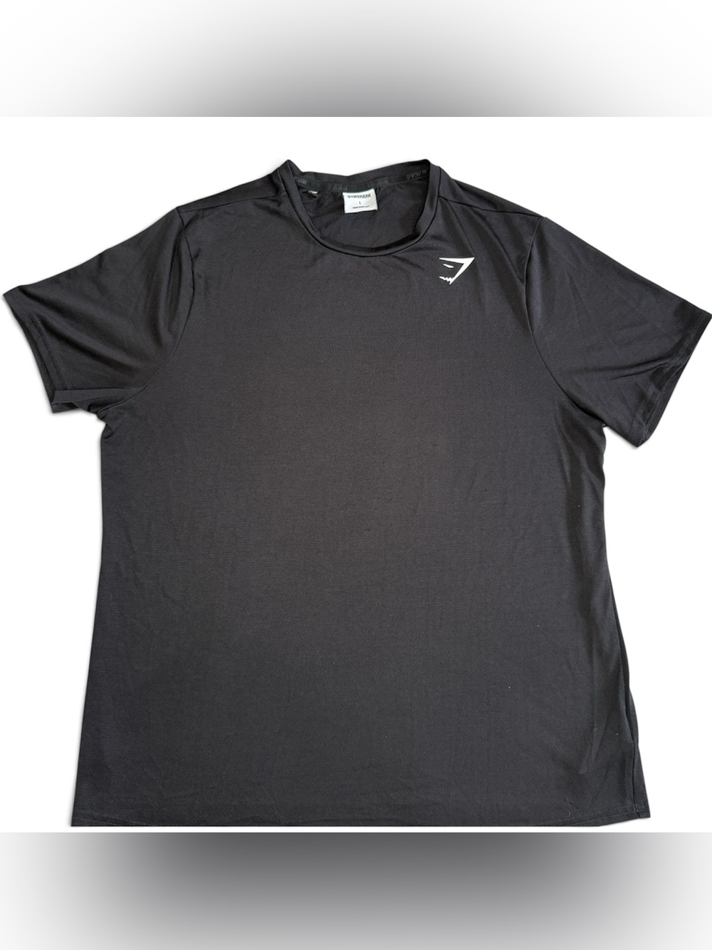 Gym Shark Mens Crewneck Classic Black Logo Training T Shirt Size Large